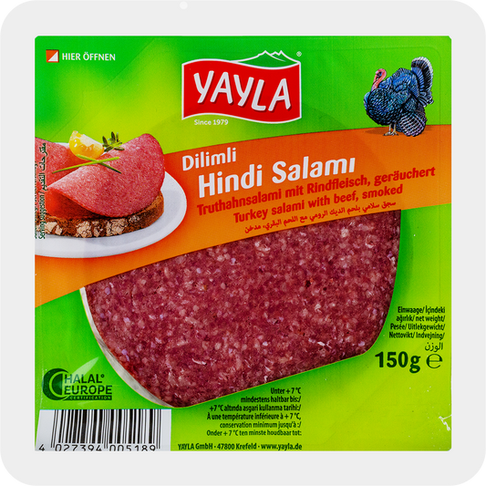Yayla Truthahnwurst mit Rindfleisch Hindi dilim Salam 150g