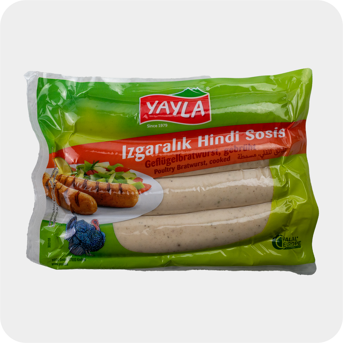 Yayla Geflügelbratwurst ,gebrüht Izgaralik Hindi Sosis 400g