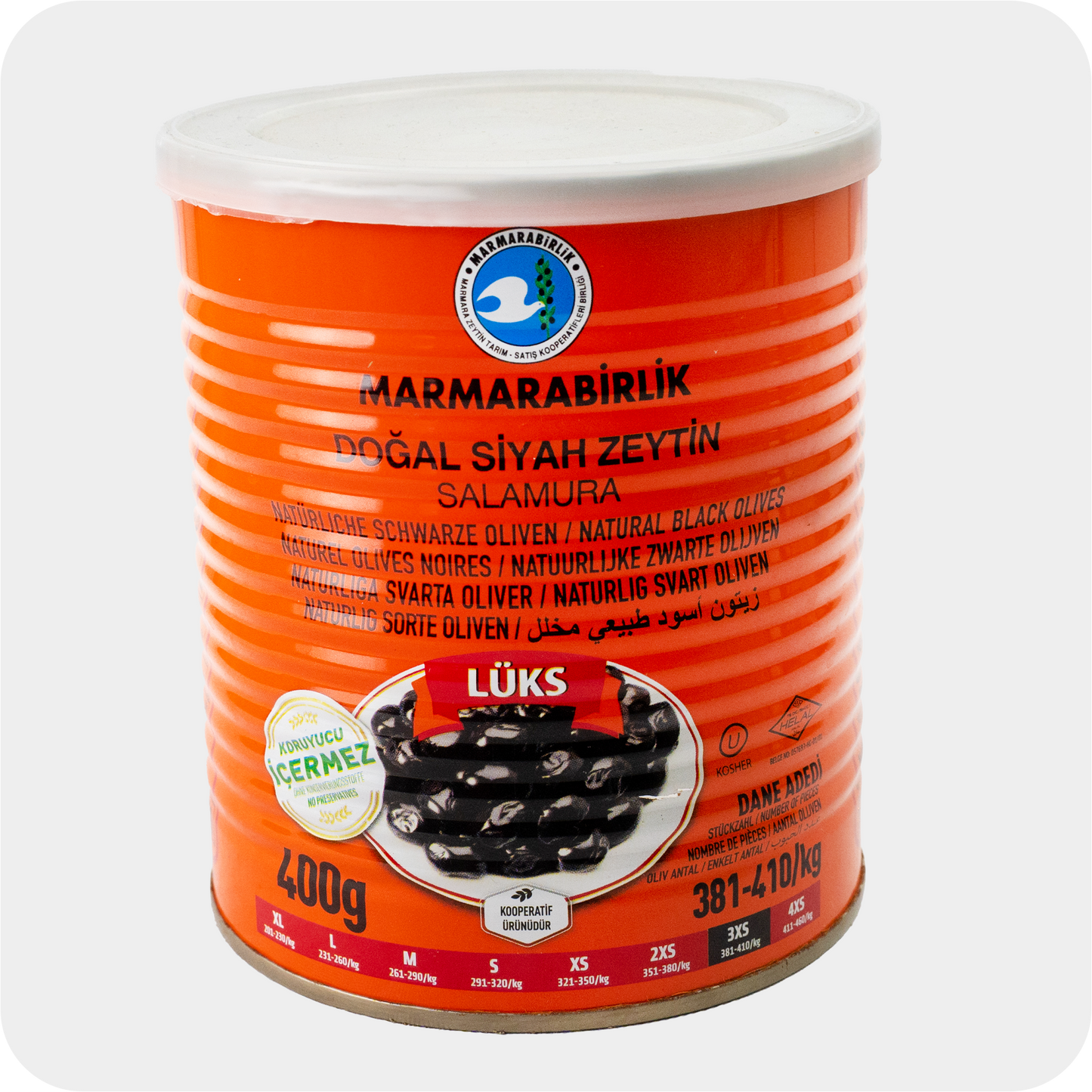 Marmarabirlik schwarze Oliven dogal siyah Zeytin Lüks 400g