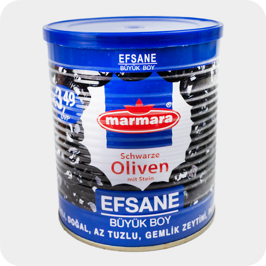 Marmara Efsane schwarze Oliven mit Stein siyah Zeytin 450g