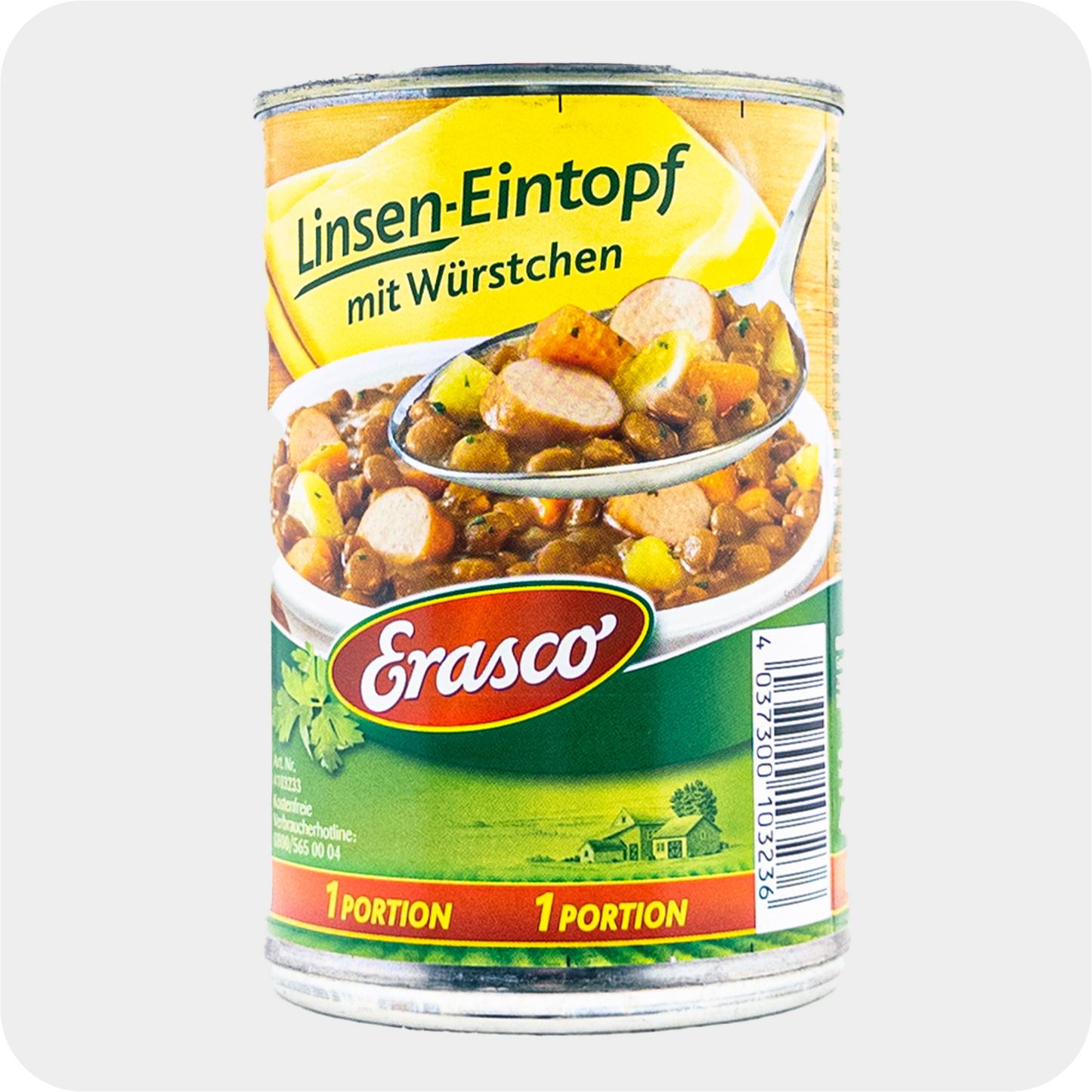 Erasco, Linsen-Eintopf mit Würstchen, 400g