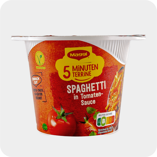 Maggi 5 Minuten Terrine, Spaghetti in Tomatensauce
