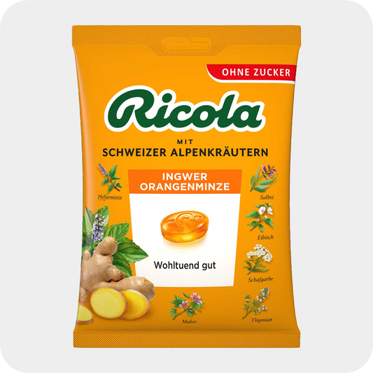 Ricola Ingwer & Orangenminze zuckerfrei 75 g